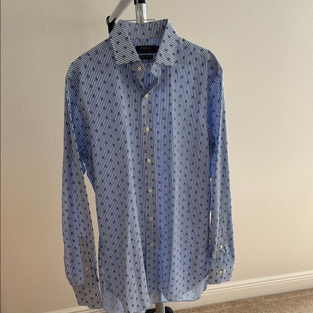 Polo by Ralph Lauren Blue Striped Skull-and-Bones Men’s Shirt.